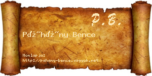 Páhány Bence névjegykártya