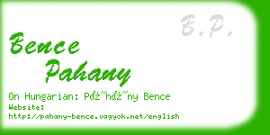 bence pahany business card
